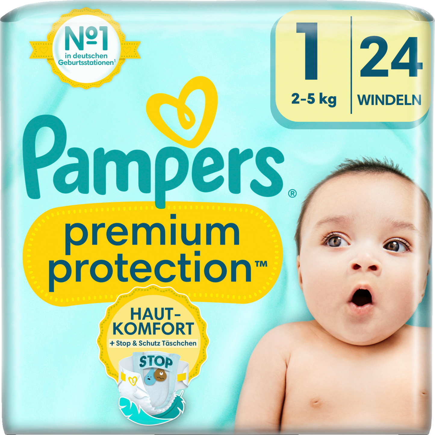 Pampers Premium Protection Gr. 1  Newborn (2-5kg) (24 STK) Tragepack