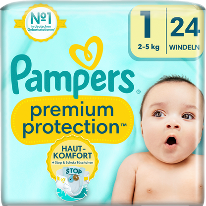 Pampers Premium Protection Gr. 1  Newborn (2-5kg) (24 STK) Tragepack