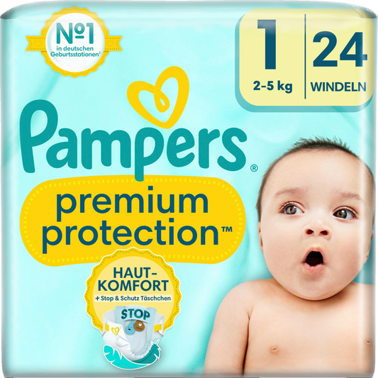 Pampers Premium Protection Gr. 1  Newborn (2-5kg) (24 STK) Tragepack