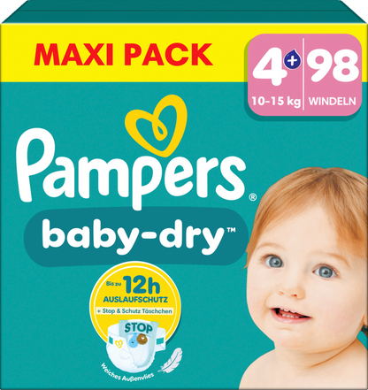 Pampers Baby-Dry Gr.4+ Maxi Plus 10-15kg (98 STK) Maxi Pack