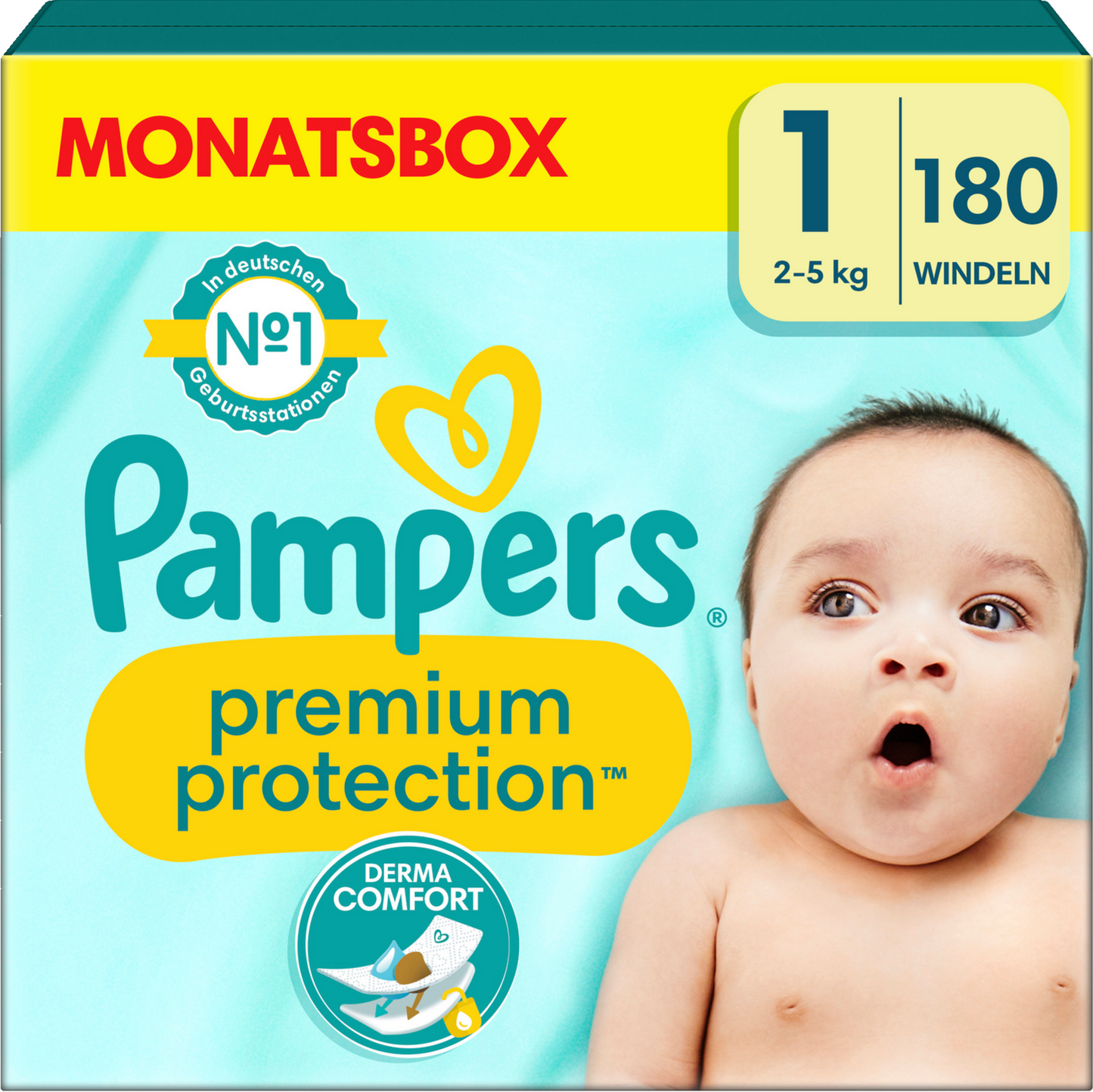 AKTION Pampers Premium Protection Monatsbox Gr. 1 + Sangenic-Windeleimer