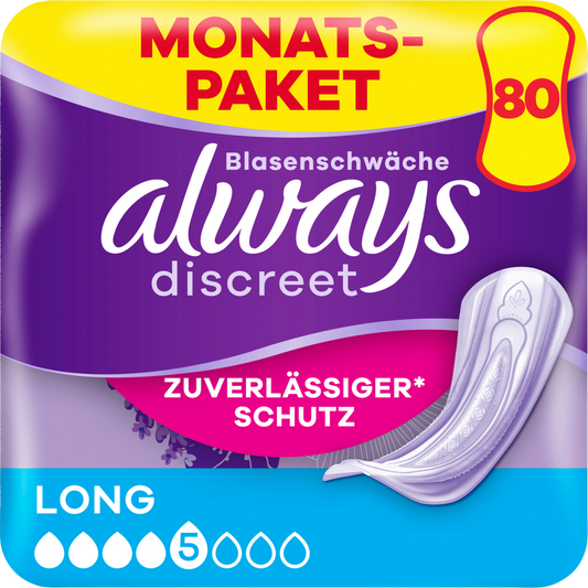 Always Discreet Inkontinenz-Einlagen Long (80 STK) Monatspaket