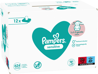 Pampers Feuchte Tücher Sensitive (12 x 52 STK) Karton