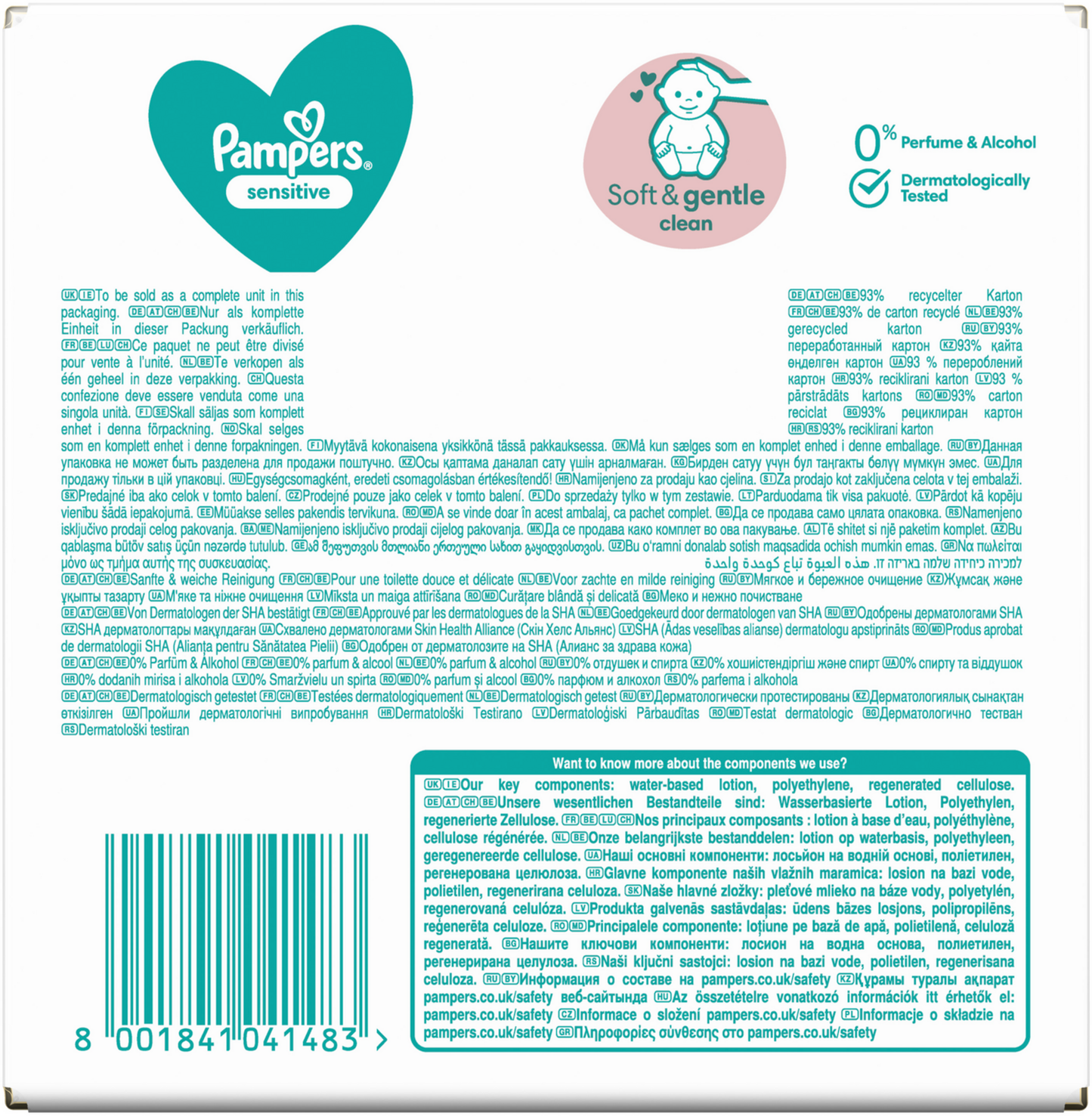 Pampers Feuchte Tücher Sensitive (12 x 52 STK) Karton