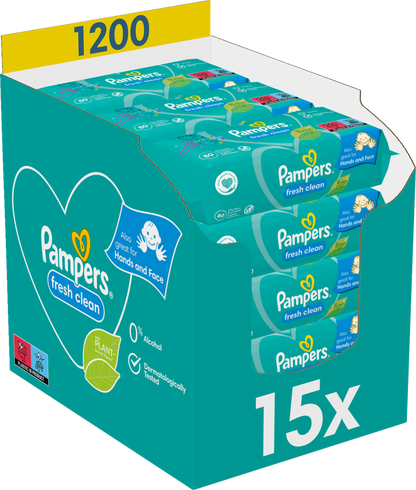 Pampers Fresh Clean Feuchttücher (15 x 80 STK) Karton