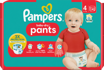 Pampers Baby-Dry PANTS Gr. 4 Maxi 9-15kg (2 x 42 STK) Sparpack