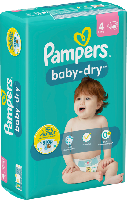 Pampers Baby-Dry Gr. 4 Maxi 9-14kg (45 STK) Sparpack