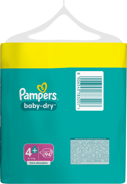 Pampers Baby-Dry Gr.4+ Maxi Plus 10-15kg (94 STK) Maxi Pack