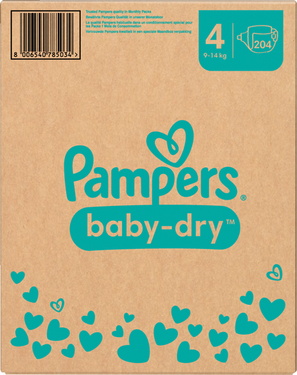 Pampers Baby-Dry Gr.4 Maxi 9-14kg (204 STK) Monatsbox