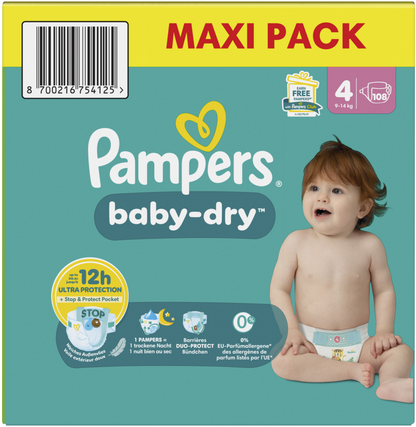 Pampers Baby-Dry Gr. 4 Maxi 9-14kg (108 STK) Maxi Pack