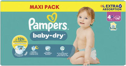 Pampers Baby-Dry Gr.4+ Maxi Plus 10-15kg (98 STK) Maxi Pack