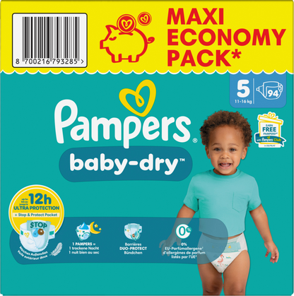 Pampers Baby-Dry Gr.5 Junior 11-16kg (94 STK) Maxi Pack