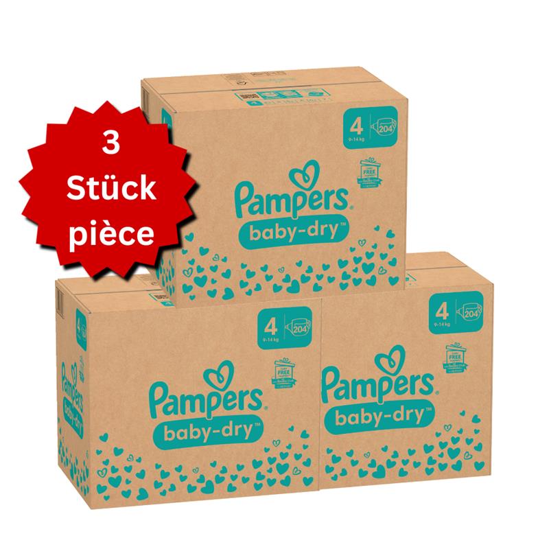 Pampers Baby-Dry Gr.4 Maxi 9-14kg (3x204 STK) AKTION 3 Monatsboxen