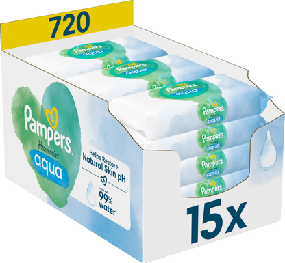 Pampers Harmonie Aqua Feuchttücher (15 x 48 STK) Karton