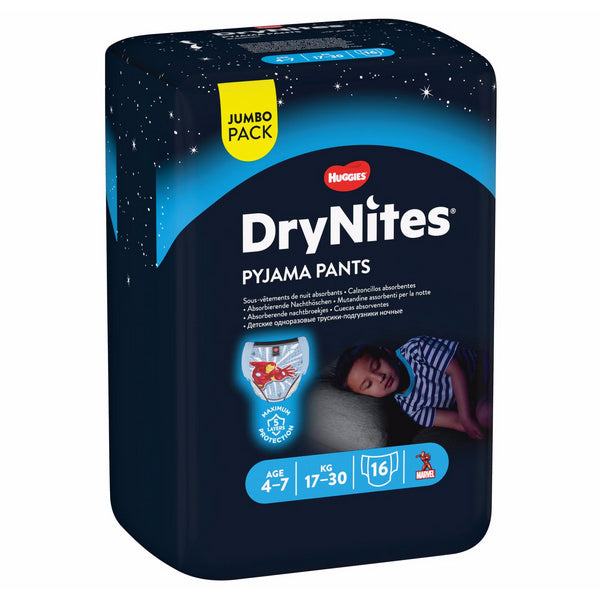 Huggies DryNites® Pyjama Pants Boy 4-7 Jahre (17-30 kg) Jumbopack (4x16 STK)