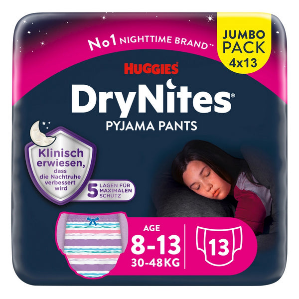 Huggies DryNites® Pyjama Pants Girl 8-13 Jahre (30-48 kg) Jumbopack (4x13 STK)