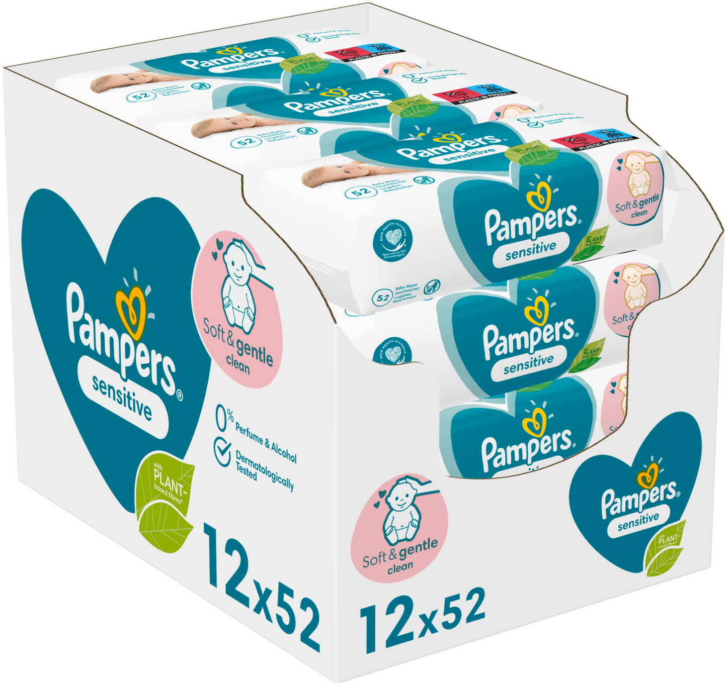 Pampers Feuchte Tücher Sensitive (12 x 52 STK) Karton