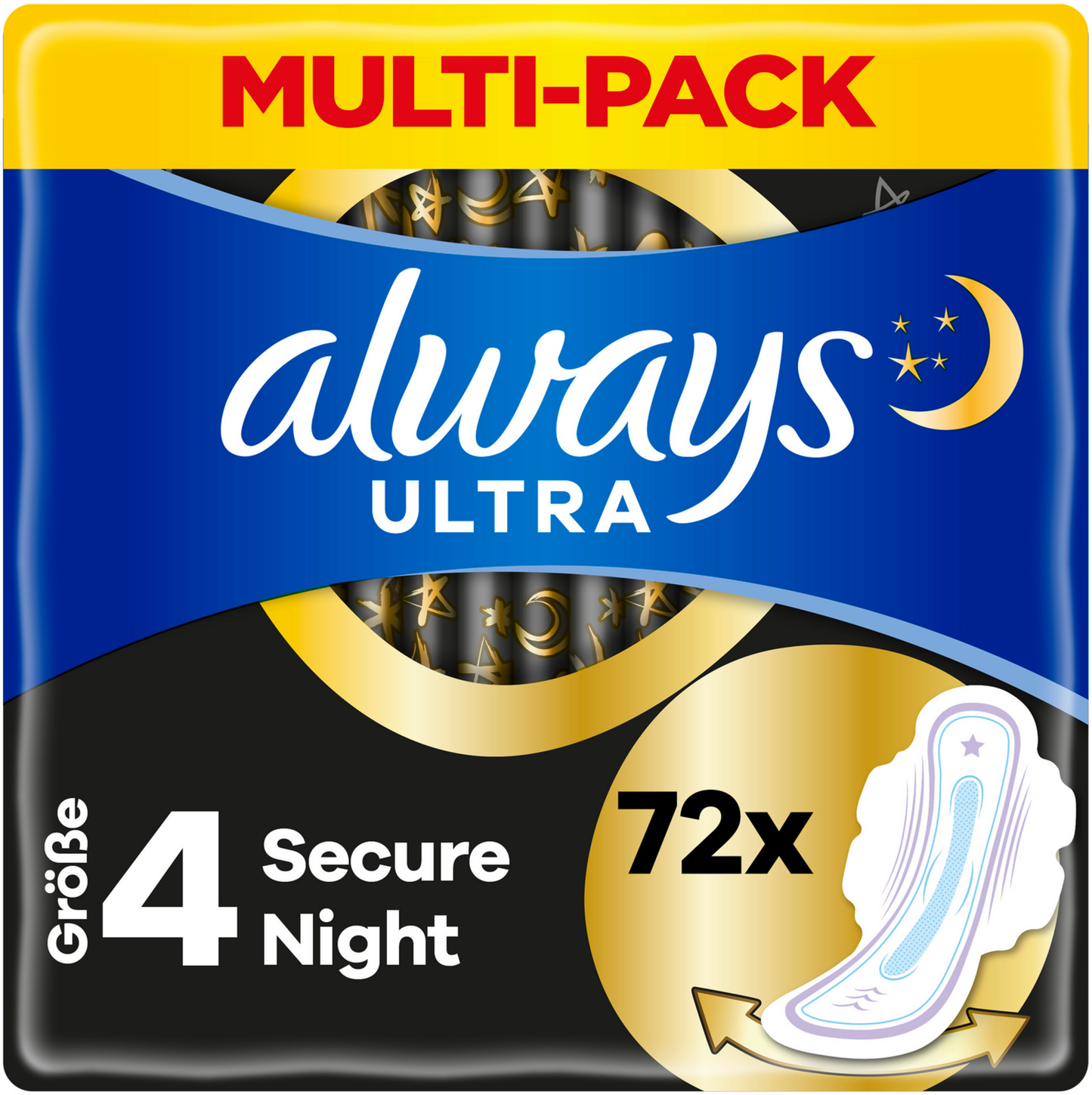 Always Ultra Damenbinden Secure Night mit Flügeln Gr. 4 (72 STK) Monatspaket