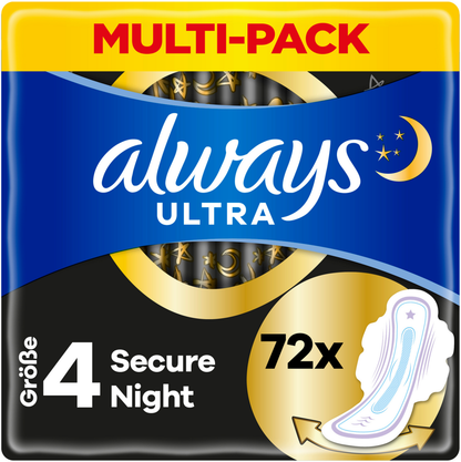 Always Ultra Damenbinden Secure Night mit Flügeln Gr. 4 (72 STK) Monatspaket