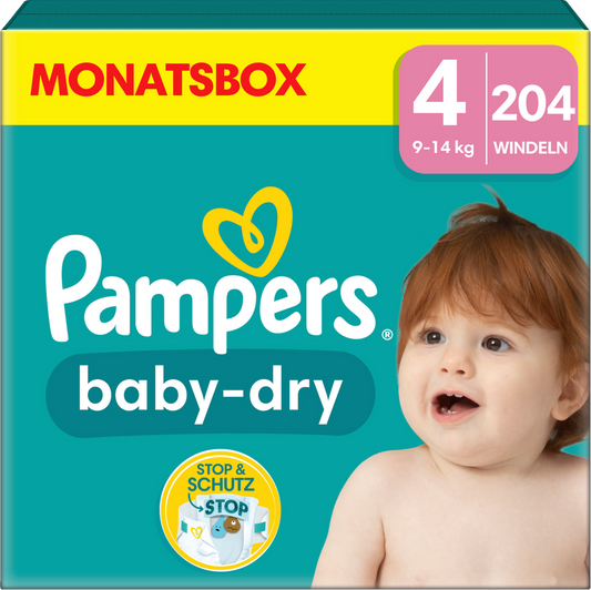 Pampers Baby-Dry Gr.4 Maxi 9-14kg (204 STK) Monatsbox