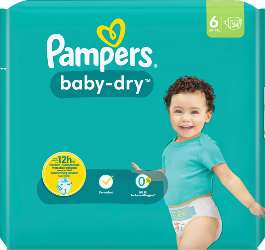 Pampers Baby-Dry Gr.6 Extra Large 13-18kg (34 STK) Sparpack