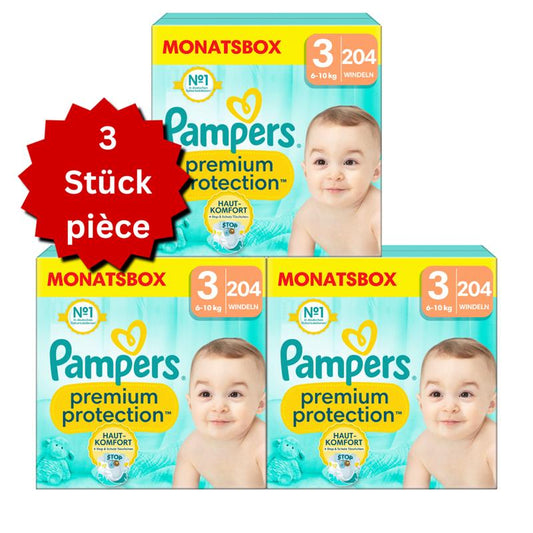 Pampers Premium Protection Gr.3 Midi 6-10kg (3x204 STK) AKTION 3 Monatsboxen