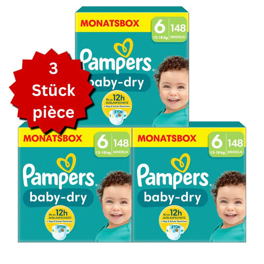 Pampers Baby-Dry Gr.6 Extra Large 13-18kg (3x148 STK) AKTION 3 Monatsboxen