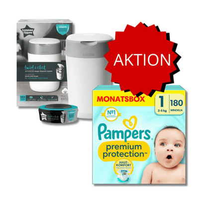 AKTION Pampers Premium Protection Monatsbox Gr. 1 + Sangenic-Windeleimer