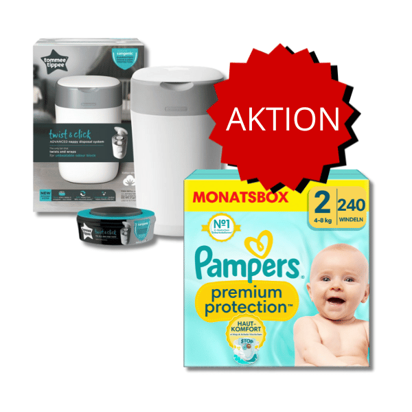 AKTION Pampers Premium Protection Monatsbox Gr. 2 + Sangenic-Windeleimer