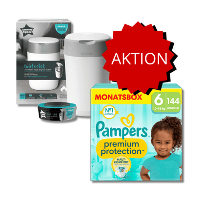 AKTION Pampers Premium Protection Monatsbox Gr. 6 + Sangenic-Windeleimer