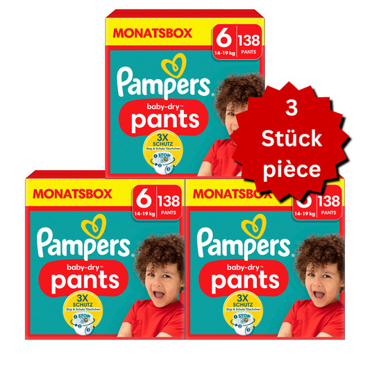 Pampers Baby-Dry PANTS Gr. 6 XL 14-19kg (3x138 STK) AKTION 3 Monatsboxen