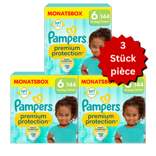 Pampers Premium Protection Gr. 6 XL 13+kg (3x144 STK) AKTION 3 Monatsboxen