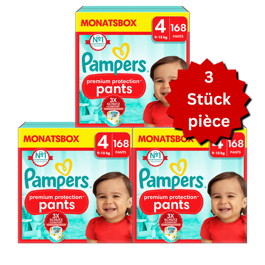 Pampers Premium Protection Pants Gr.4 Maxi 9-15kg (3x168 STK) AKTION 3 Monatsboxen