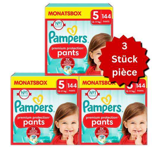 Pampers Premium Protection Pants Gr.5 Junior 12-17kg (3x144 STK) AKTION 3 Monatsboxen