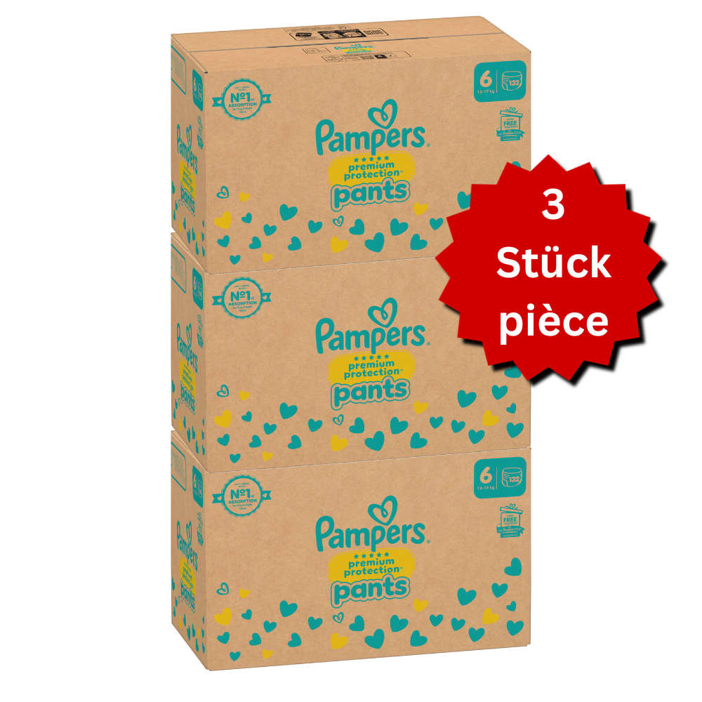 Pampers Premium Protection Pants Gr.6 Extra Large 13-19kg (3x132 STK) AKTION 3 Monatsboxen