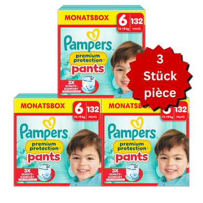 Pampers Premium Protection Pants Gr.6 Extra Large 13-19kg (3x132 STK) AKTION 3 Monatsboxen