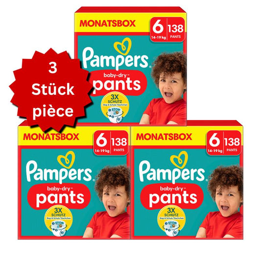 Pampers Baby-Dry PANTS Gr. 6 XL 14-19kg (3x138 STK) AKTION 3 Monatsboxen