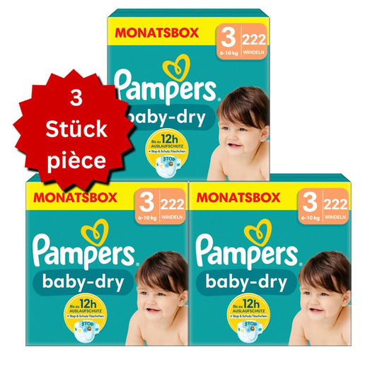 Pampers Baby-Dry Gr.3 Midi 6-10kg (3x222 STK) AKTION 3 Monatsboxen