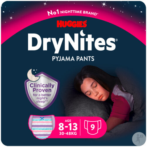 Huggies DryNites® Pyjama Pants Girl 8-13 Jahre (30-48 kg) Beutel (9 STK)